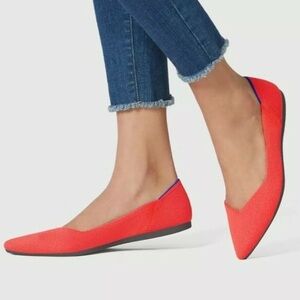 Rothy’s ‘The Point’ Flats in Flame Red Size 10
